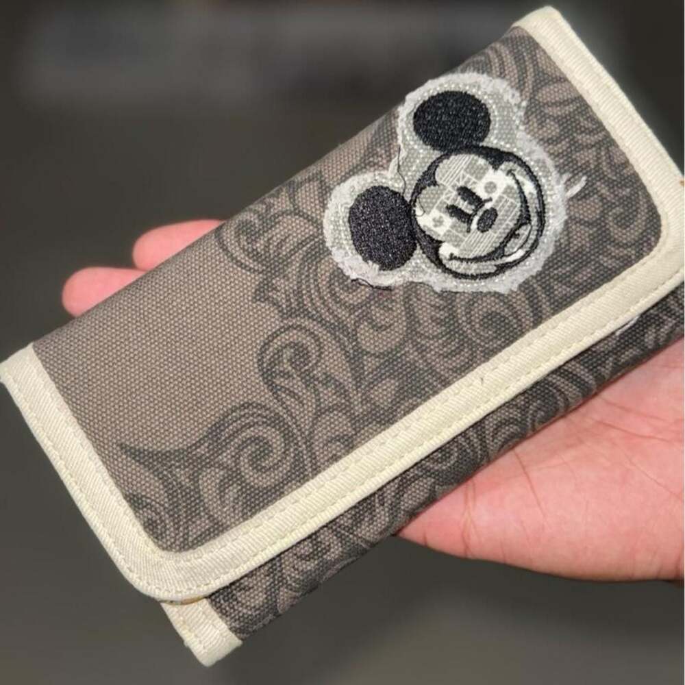 Disney Mickey Mouse Gray Paisley Tri-fold Wallet